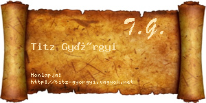 Titz Györgyi névjegykártya