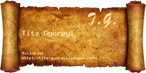 Titz Györgyi névjegykártya